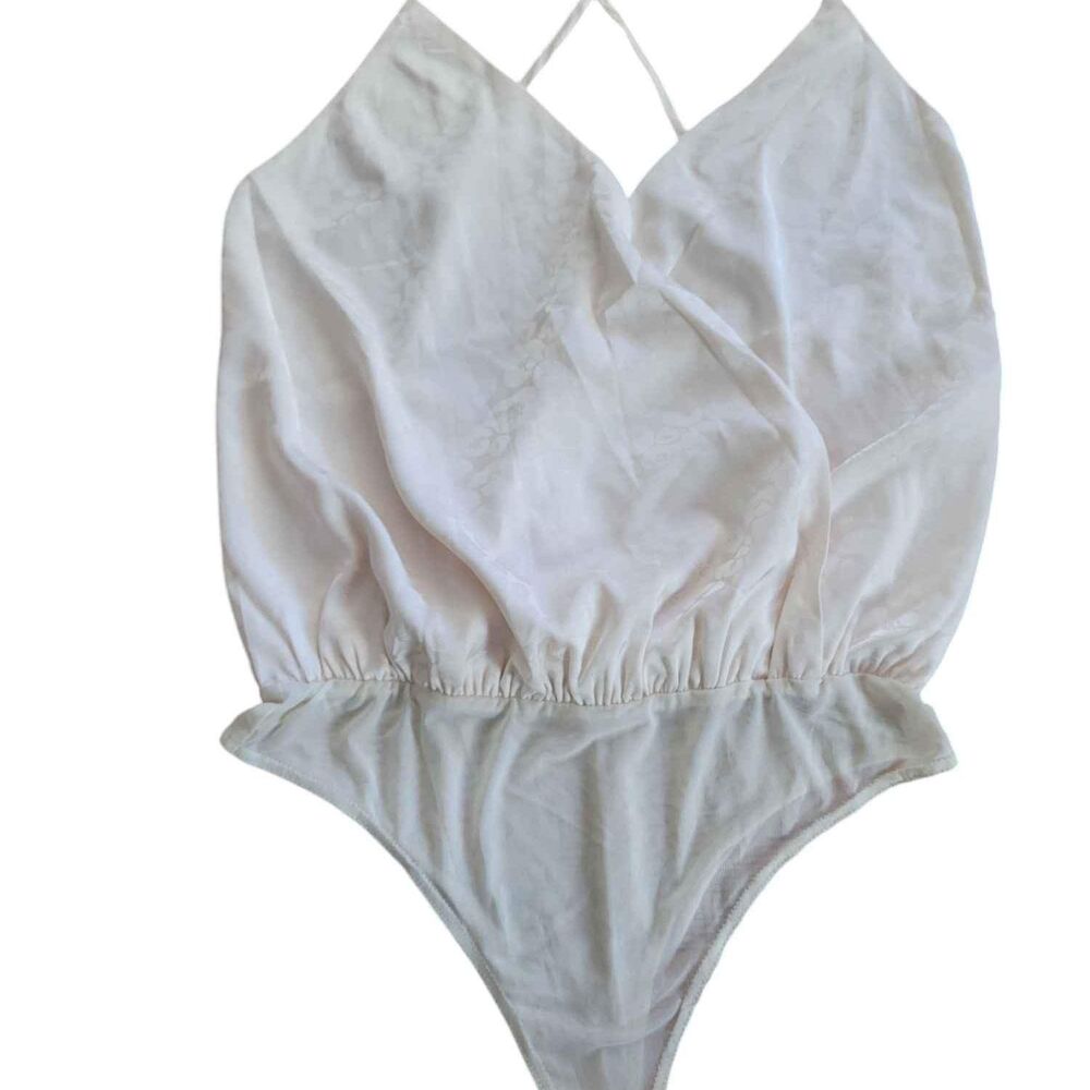 NWT Women's Large Flying Tomato Ivory Satin Blouse Bodysuit